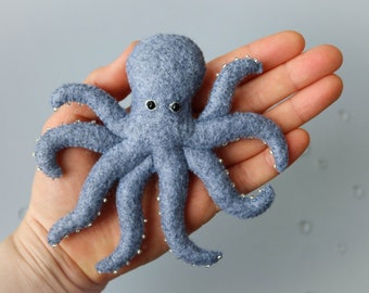 Felt Octopus, sewing pattern PDF SVG, sea creatures, felt Animals, Ocean baby mobile, diy crafts, Felt Toy, felt ornaments, under the sea