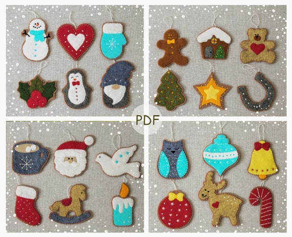 Christmas Ornaments for Advent Calendar Sewing Patterns , Patterns PDF SVG, Christmas  Decor, Felt Ornaments With Embroidery, Felt Patterns - Etsy