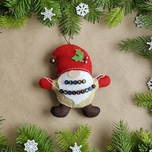 Gnome Christmas ornament sewing pattern, PDF SVG felt pattern, Christmas gnomes, personalized gift, Christmas tree decor, holiday decor