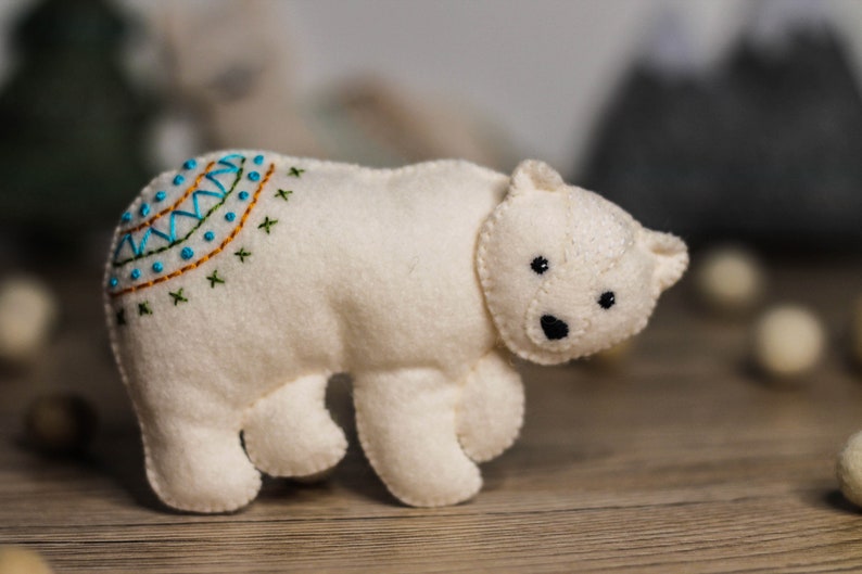 baby mobile christmas ornaments |Felt Animal Instant Download Polar Bear Pattern PDF