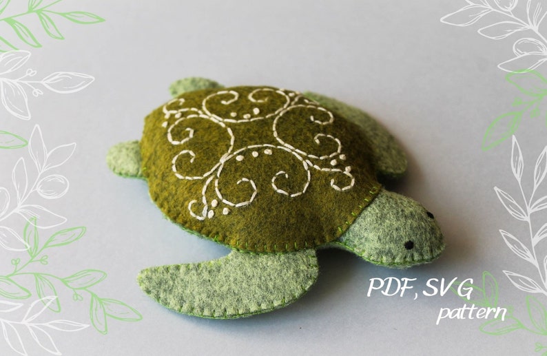 Turtle Sewing Pattern, Felt Ornament PDF SVG, Sea Creature Mobile - Etsy