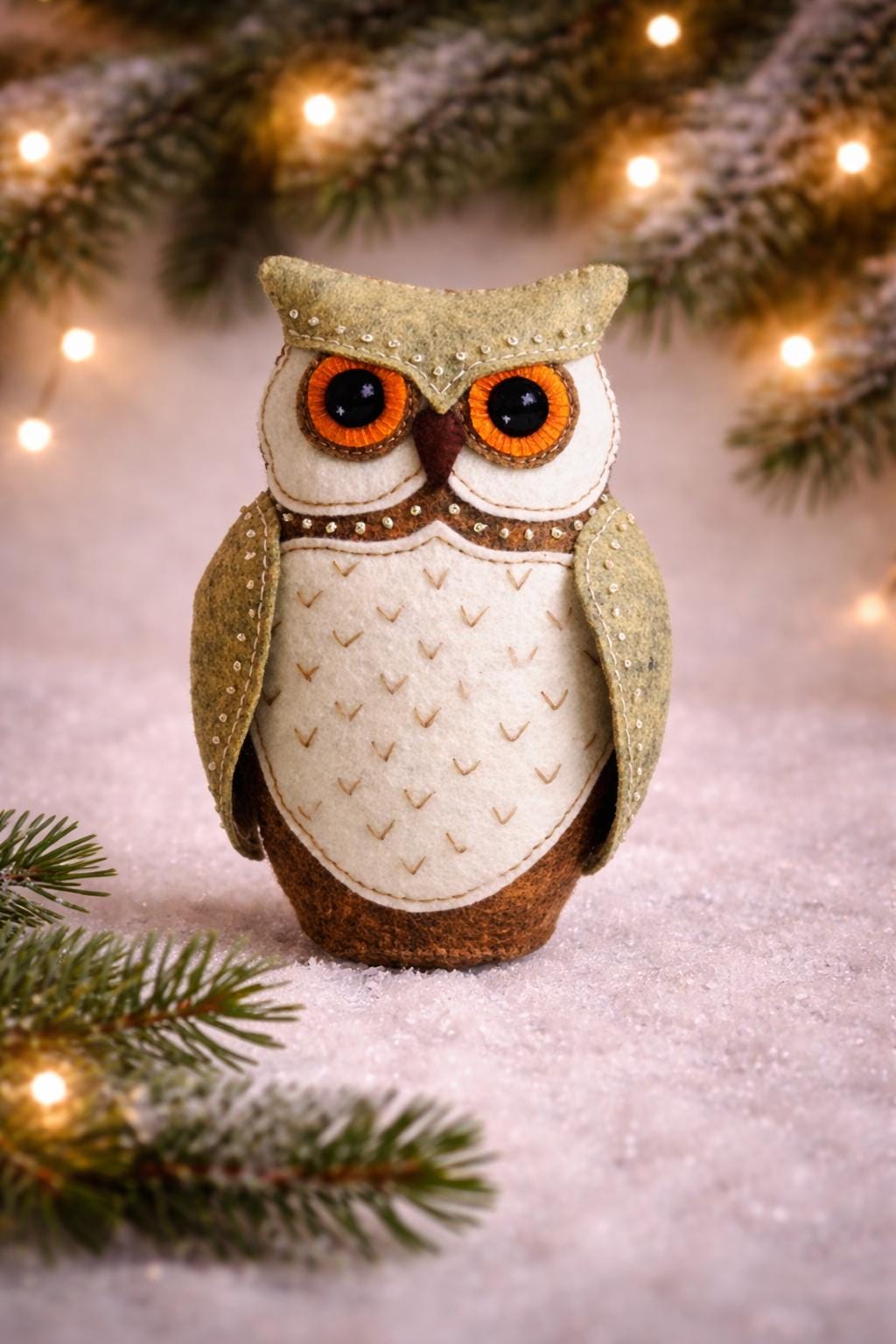 Owl Sewing Pattern: Felt Bird Ornament with Embroidery (PDF/SVG)