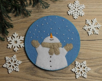 Snowman Cup holder | PDF sewing pattern | felt Coaster |Christmas felt decor | felt Snowman Pattern | Christmas  home decor