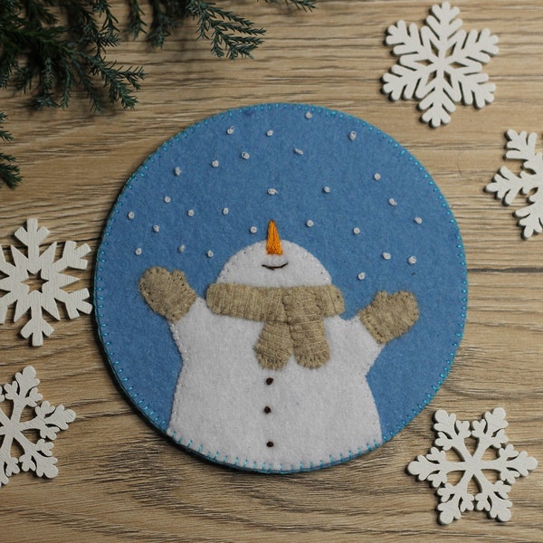 Snowman Cup holder | PDF sewing pattern | felt Coaster |Christmas felt decor | felt Snowman Pattern | Christmas  home decor