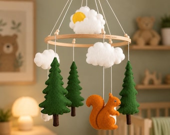 Woodland animals sewing pattern, baby mobile, felt ornaments, Squirrel, Bunny, Hedgehog ,Tree, Clouds, felt pattern, felt animals