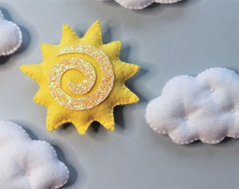 Sun and Clouds sewing patterns, felt garland pattern, Baby Mobile PDF SVG, felt ornaments