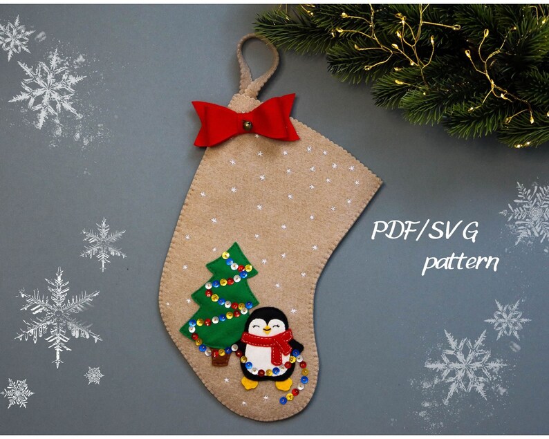 Christmas Stocking Sewing Pattern PDF SVG Felt Pattern Etsy