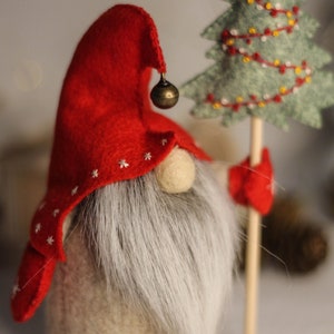 Gnomes de Noël avec arbre, motif de couture SVG PDF, ornements en feutre, motif en feutre, gnome d'hiver image 6