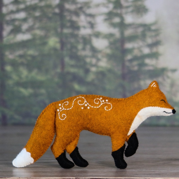 Fox felt ornament, SVG PDF sewing pattern, Christmas ornaments, felt animals, baby mobile, Forest animals