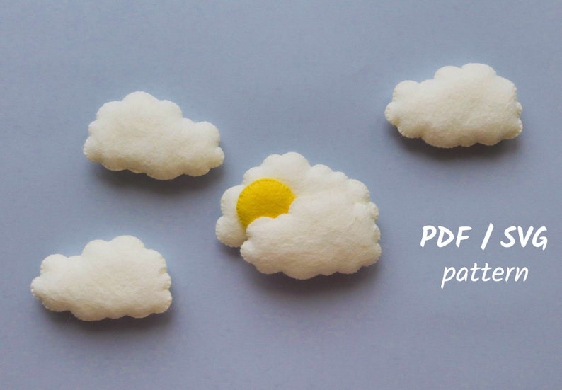 Tree, Clouds, Sun Sewing Pattern, PDF SVG Felt Patterns, Baby Mobile ...