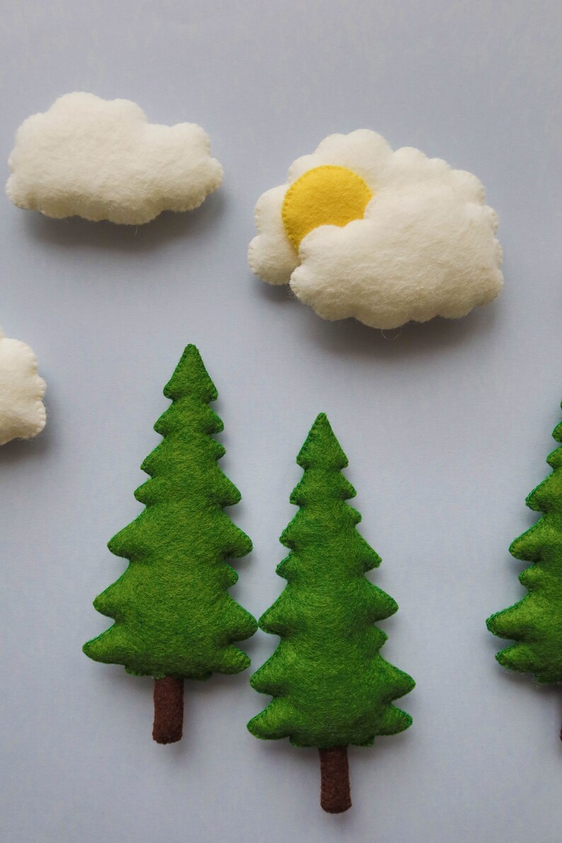 Tree, Clouds, Sun Sewing Pattern, PDF SVG Felt Patterns, Baby Mobile ...