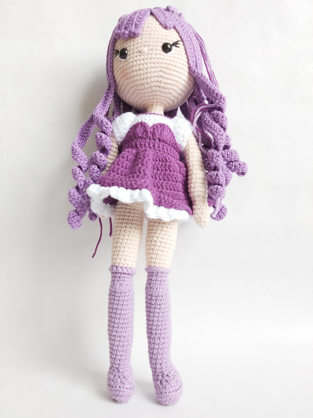 Amigurumi Crochet Big Doll Curly Hair purple Etsy