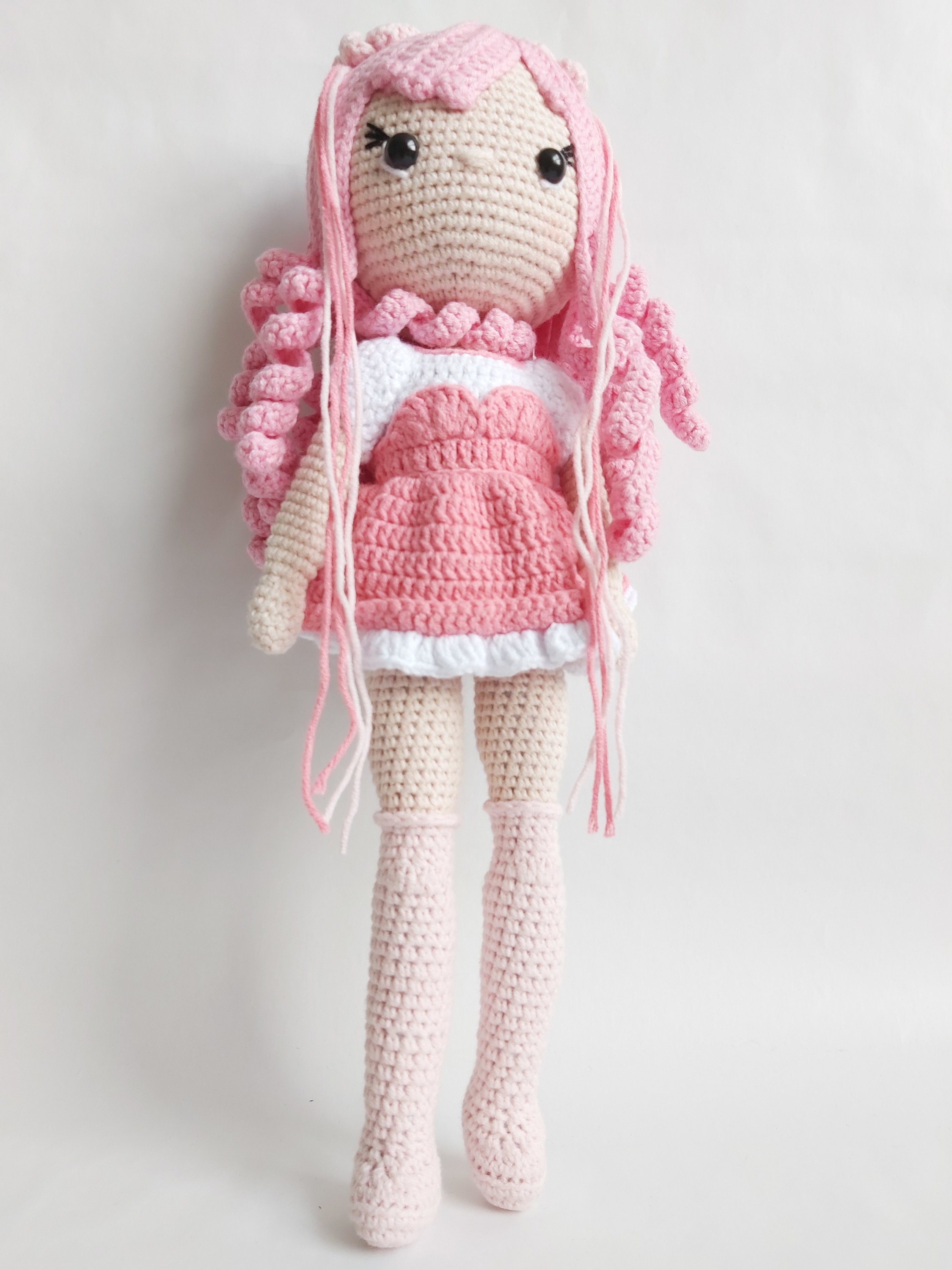 Amigurumi Crochet Big Doll Curly Hair Pink Etsy