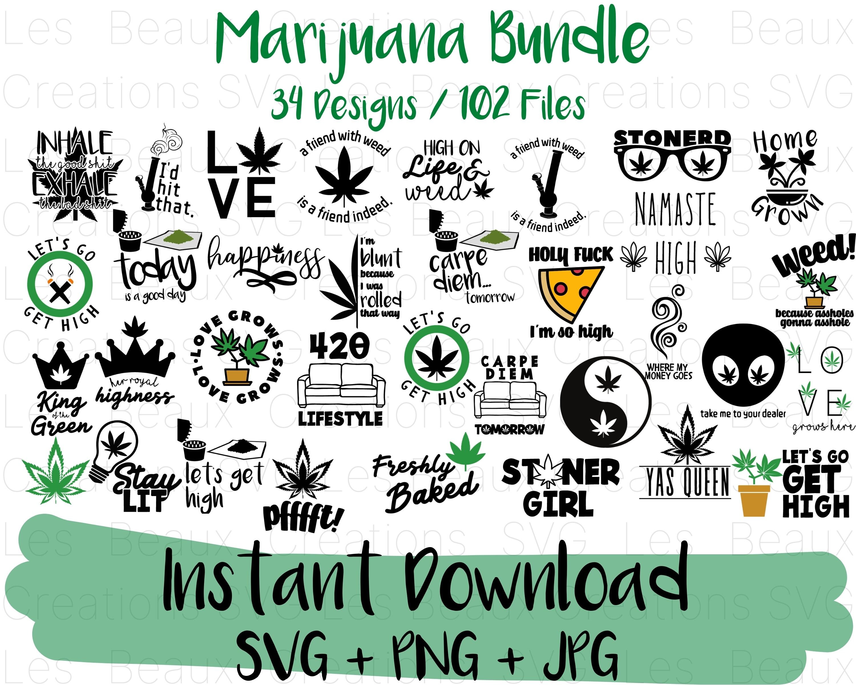 Funny Weed SVG Bundle Marijuana SVG Stoner SVG Weed Leaf Etsy