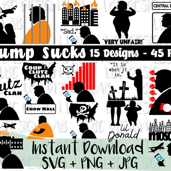 15 Anti Trump SVG Bundle 2021 | Dark Humor SVGs, Funny SVGs | Unique, Easy Cut File Designs for Beginners | Fuck Trump SVG Instant Download