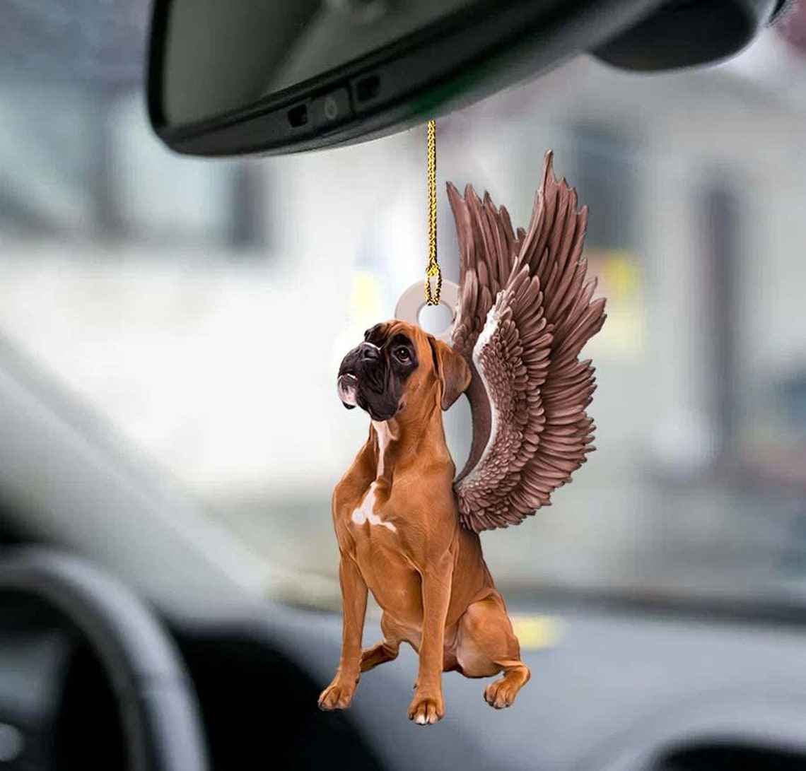 Boxer Angel Wings Two Sided Ornament Etsy