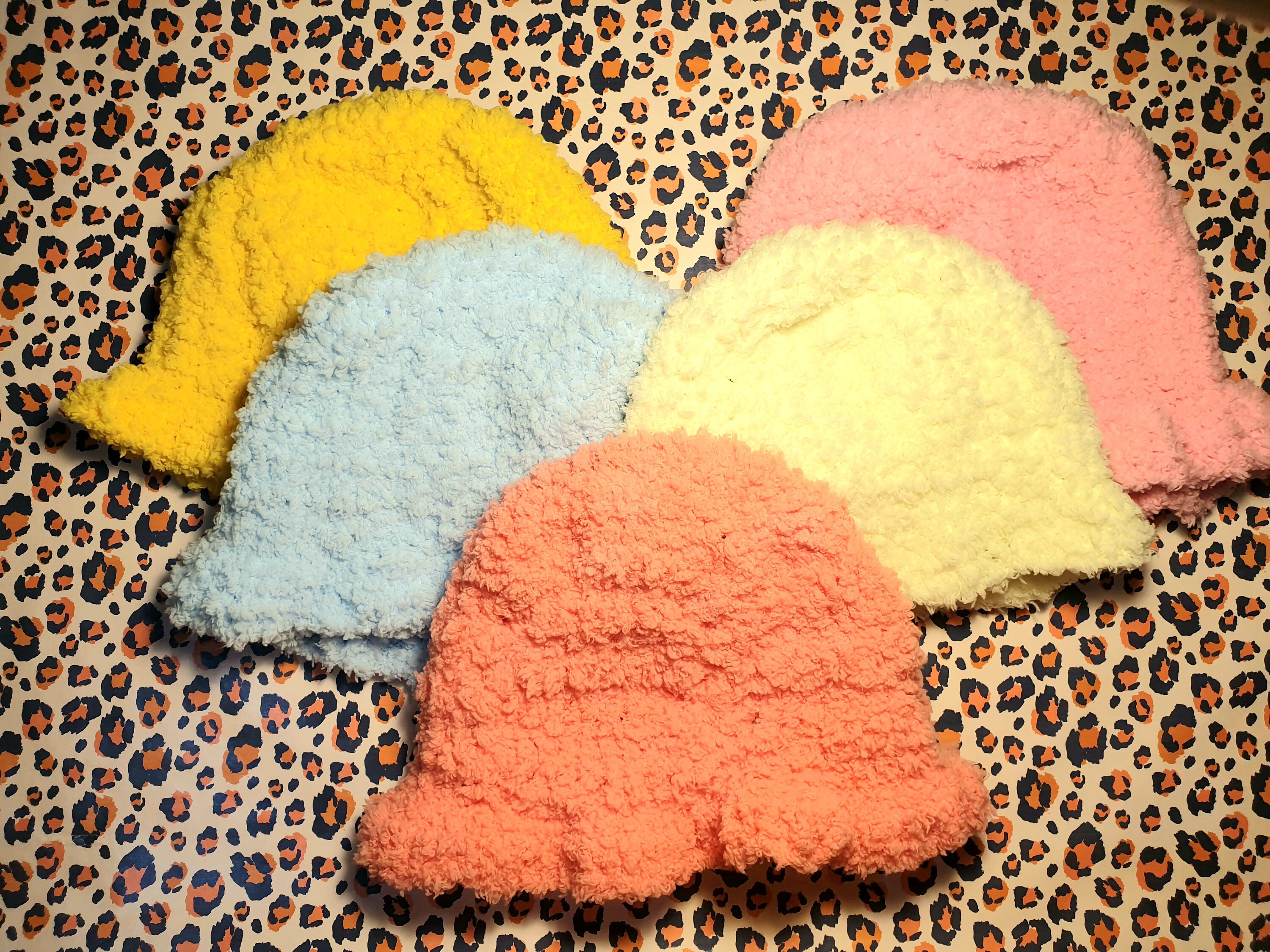 crochet fluffy bucket hat
