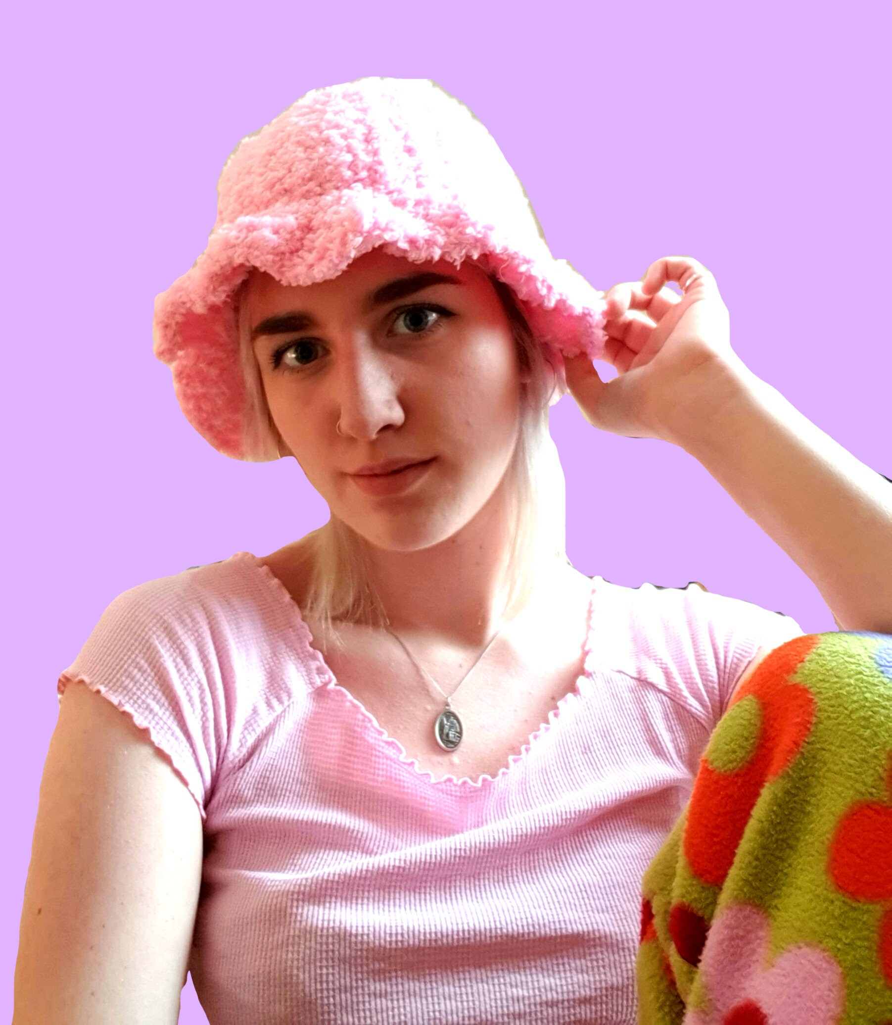 crochet fluffy bucket hat