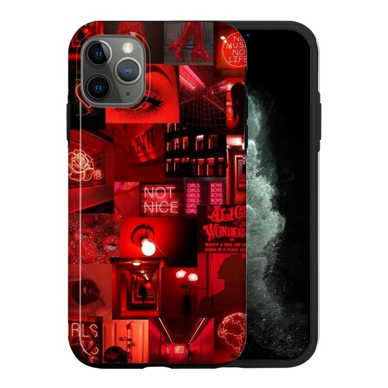 Red Collage Phone Case Aesthetic Pictures Protective Cover ...
