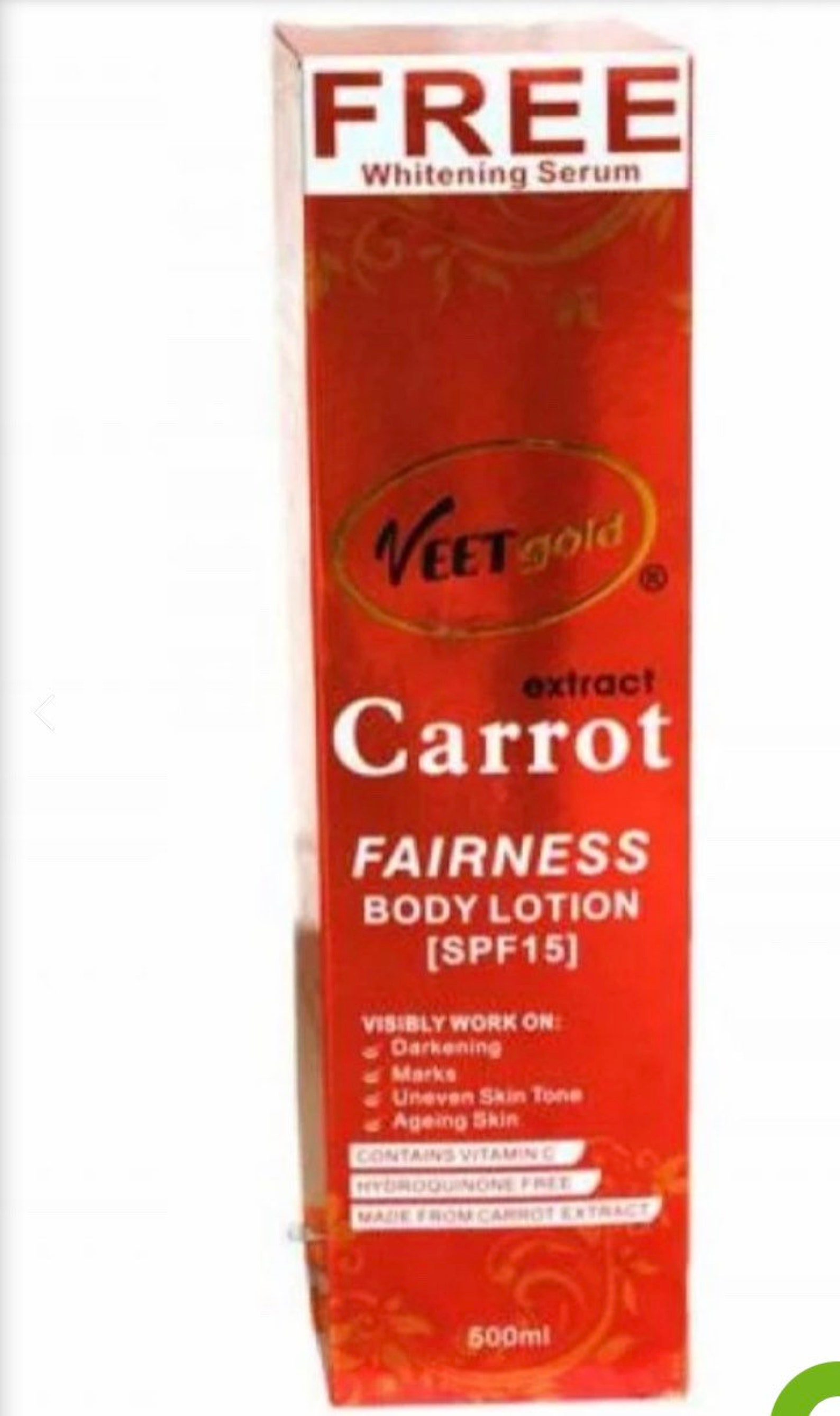VEET Gold Extract Carrot Fairness Body Lotion SPF15 Etsy