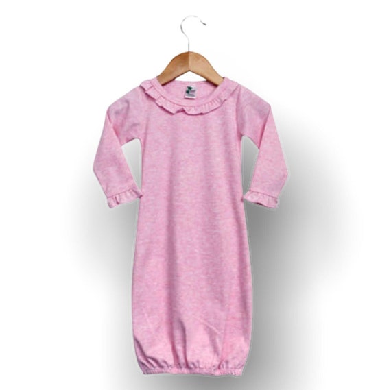 Sublimation Blanks, Ruffle Trim Baby Gown, Blank Baby Gown, Pink Baby Gown,  65 Poly 35 Cotton, Baby Blank, Baby Shower Gift, HTV Blank