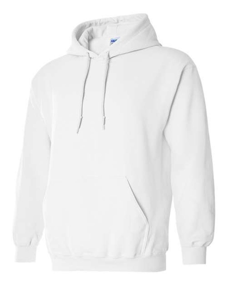 K&ouml;nnte beinhalten: Ein wei&szlig;er Kapuzenpullover mit einer K&auml;ngurutasche.