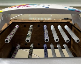 Custom Made Box for UV Lamp - UV Lamp Holder - UV Lamp Stand - Holds 8 pens. - Box with Personalization