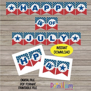 4th of July Banner Instant Download Printable,4th of July Banner,Independence Day Banner,4th of July Decoration with stars,Party Decoration