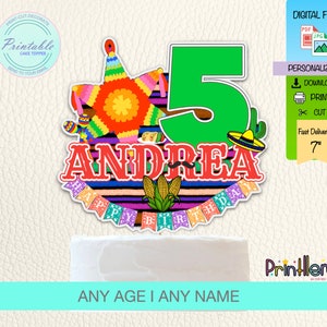 Fiesta taarttopper Mexicaanse verjaardagsdecoratie Cinco de Mayo verjaardagsfeestje, Mexicaanse verjaardagstaarttopper gepersonaliseerde Mexicaanse feestartikelen