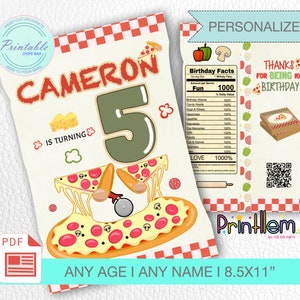 Pizza Party Chips Bag, Printable Pizza Chips Bag, Birthday Party Pizza Favor Bags, Snack Treats Pizza Candy Bags Wrapper, Kids Pizza