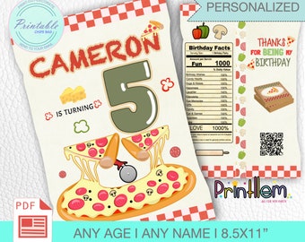 Pizza Party Chips Bag, Printable Pizza Chips Bag, Birthday Party Pizza Favor Bags, Snack Treats Pizza Candy Bags Wrapper, Kids Pizza