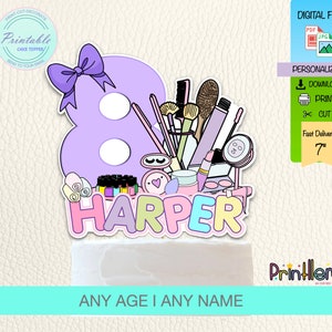 Makeup Cake Topper Printable Spa Party Cake Topper Spa Centerpieces Glamor Makeup Birthday Party Table Decoration Fashion Girl Birthday