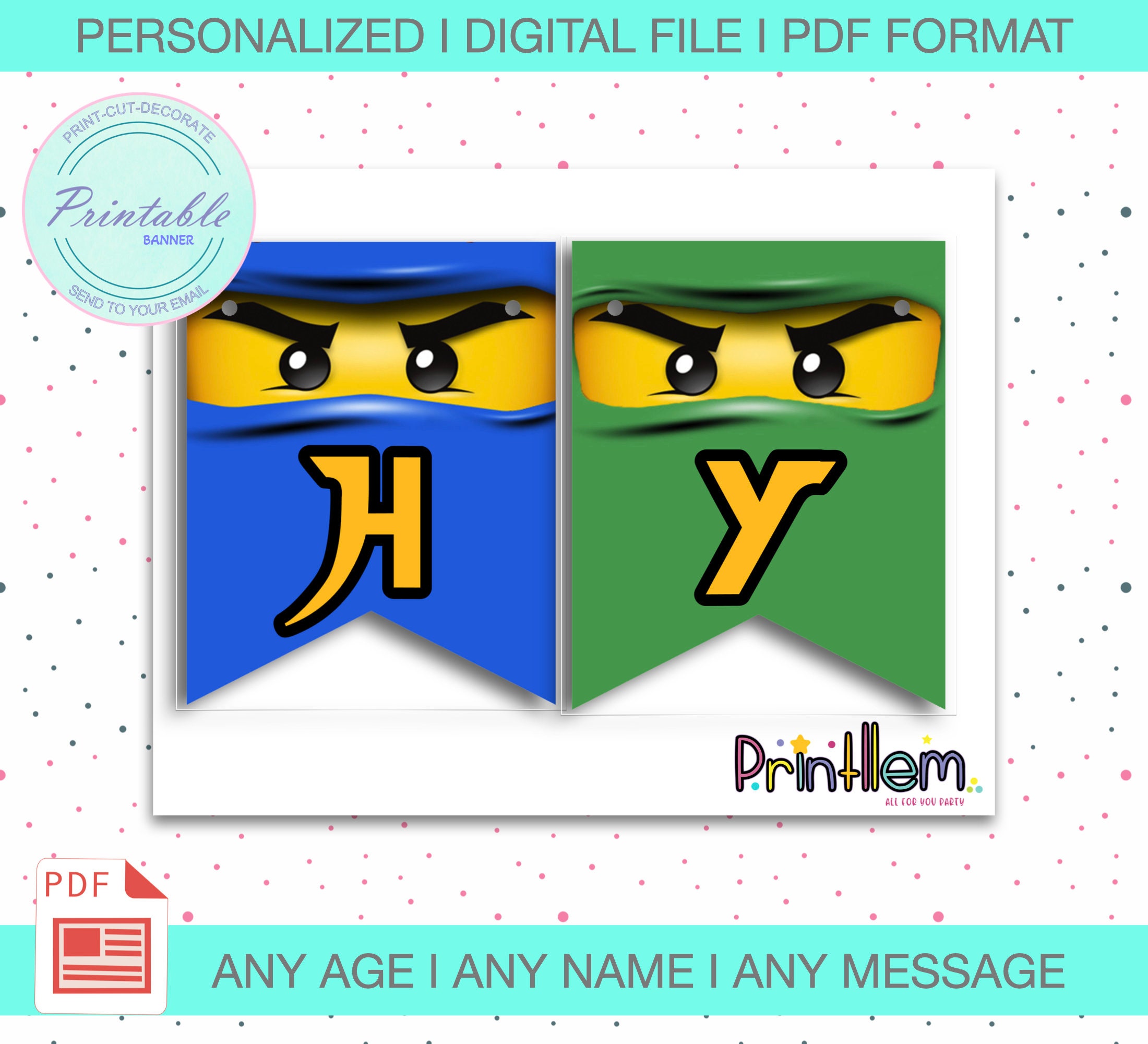 Ninja Banner Ninja Printable Banner Ninja Birthday Party Decorations