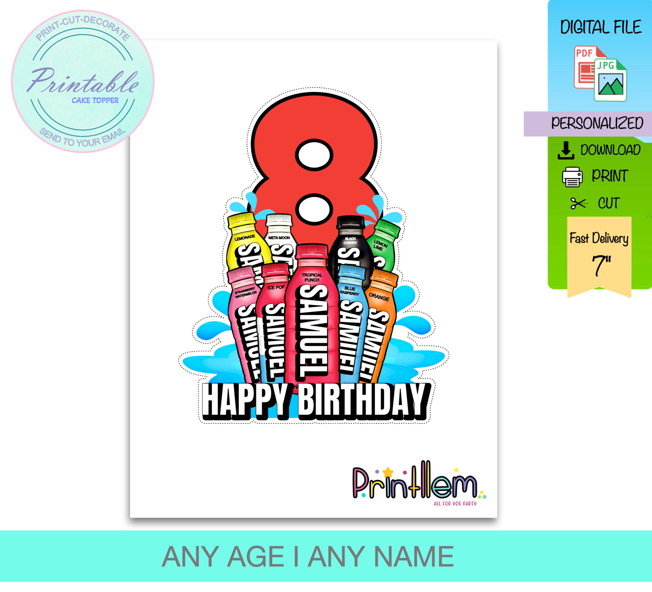 Hydration Bottle Cake Topper Printable Hydration Bottle Cake ...
