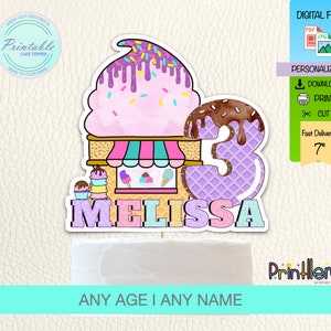 Ice Cream Cake Topper, Printable Ice Cream Cake Decoration, Sweet Cake Topper,Cake Topper Candyland, Personalized Cake Topper, Birthday Cake