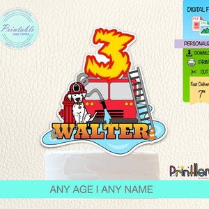 Topper per torta pompiere Decorazioni stampabili per torta pompiere Topper per torta di compleanno personalizzato pompiere Decorazioni per la casa per feste Torta digitale