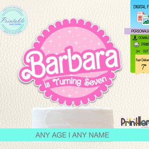 Printable Doll Cake Topper Personalized Hot Pink Cake Topper Birthday Doll Birthday, Girl Cake Topper, Printable Pink Doll Cake Topper Name