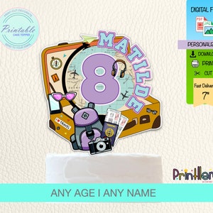 Travel Cake Topper Printable Journey Cake Topper Personalized Suitecase Birthday Party Decorations Travel Supplies Travel Cake Decorations