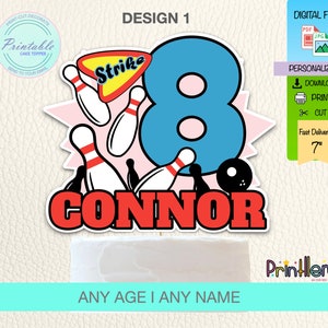 Bowling Cake Topper, Bowling Birthday Party  Topper, Bowling Party Supplies, Bowling Party Decor, Bowling Personalized Topper Printable