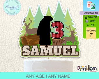 Personalized Lumberjack Birthday Party Cake Topper Decoration  |  Digital File