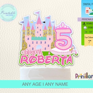 Prinzessin Schloss Kuchen Topper,Prinzessin Cake Topper zum Ausdrucken,Prinzessin Birthday Party Cake Topper,Prinzessin Cake Topper, Geburtstag Tortendeko