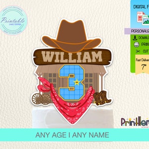 Decorazione per torta da cowboy a tema cowboy, decorazioni stampabili personalizzate per feste da cowboy, forniture da cowboy di compleanno, decorazione per rodeo, sella da festa nel selvaggio West