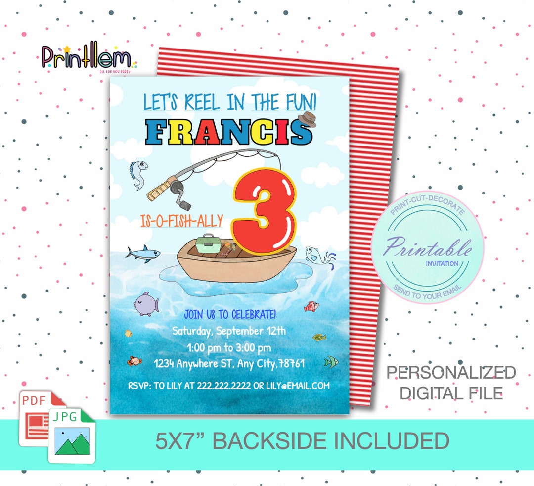 Fishing Birthday Invitation, Printable Fishing Party Invite, Fishing ...