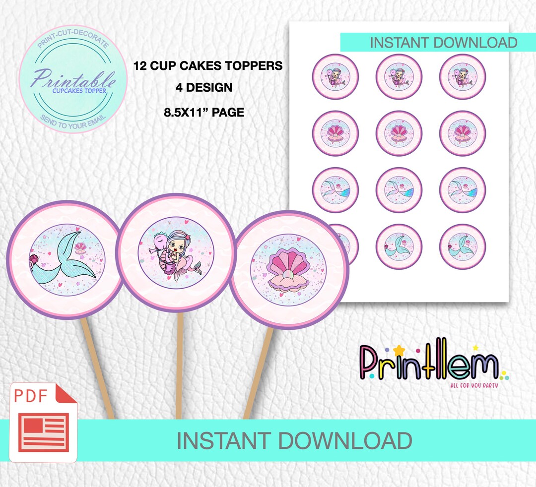 Mermaid Cupcake Toppers, Printables Cupcakes Toppers Mermaid,mermaid