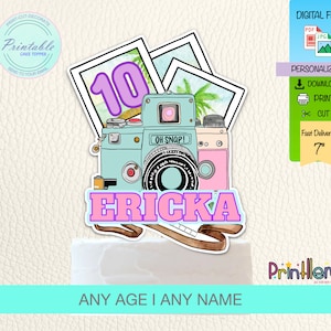 Personalized Camera Cake Topper, Oh Snap! Birthday, Selfie Printable Party Decorations | Digital File