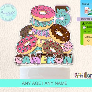 Donut Printable Cake Topper Donut sweet Donut Birthday Party personalized Donut cake decorations Donut cake supplies Donut Supplies Party