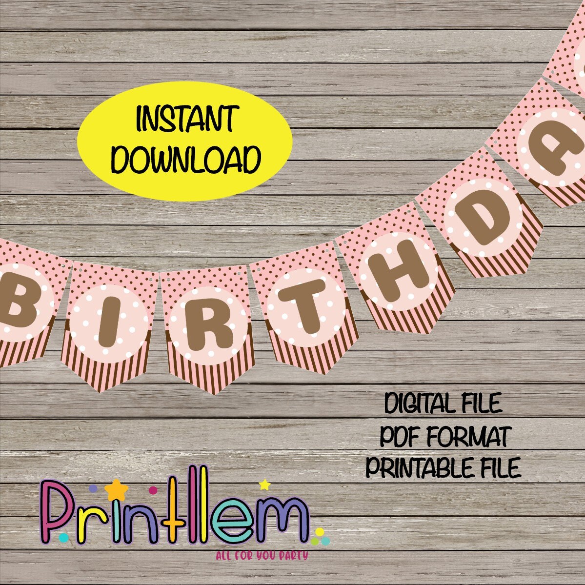 Descarga instantánea de banner de feliz cumpleaños Feliz | Etsy