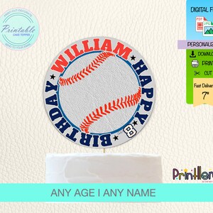 Printable Baseball Cake Topper Baseball Cake Decorations Personalized Cake Topper Sports Baseball Cake Smash Banner Baseball Birthday Cake