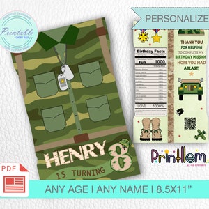 Military Chips Bag Printable Camouflage Favor Party Personalized Soldier Party Camo Wrappers Favor Army Decoration Birthday Digital Soldier