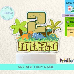 Dinosaur Printable Cake Topper, T-Rex Personalized Cake Topper, Dinosaur Prehistoric Animal Cake Topper, Tyrannosaurus Topper Party Birthday